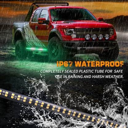 XRIDONSEN 2PCS 60 inch Green White Emergency Lights Strip 720 LED Running Board Strobe Lights Flashing Warning Safety First Responder for Firefighter Vehicles POV Fire Trucks Pickup SUV - color: Green/White
