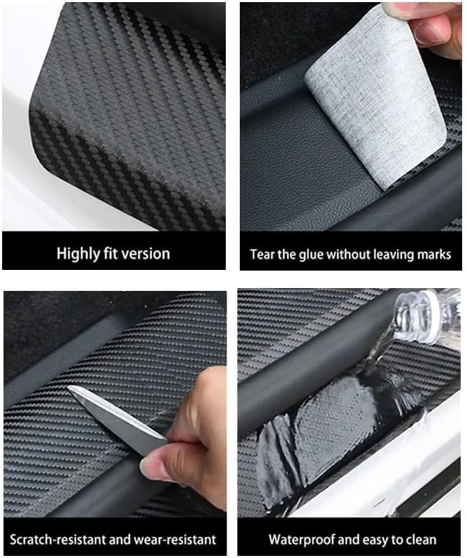 Anti-Scratch Rear Trunk Door Sill Protector for Honda Pilot 2016-2025 2026, Carbon Fiber Trunk Door Sill Protection Strip Sticker, Rear Bumper Guard Protector (90 * 7cm)
