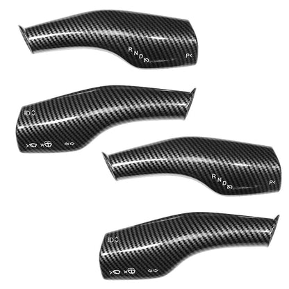 FOAN Steering Lever Cover, Carbon Fiber Car Gear Shift Lever Covers Compatible with Tesla Model 3/Y, Full Protection Gear Shift Cover Accessories, 4PCs, Black - color: Black