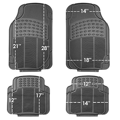 FH Group Automotive Floor Mats Universal Fit Heavy Duty Rubber for All Weather Protection Fits Most Cars, SUVs, and Trucks, 4 Piece (Full Set Trimmable) Gray - color: Gray, style: Full Set 4 PCS
