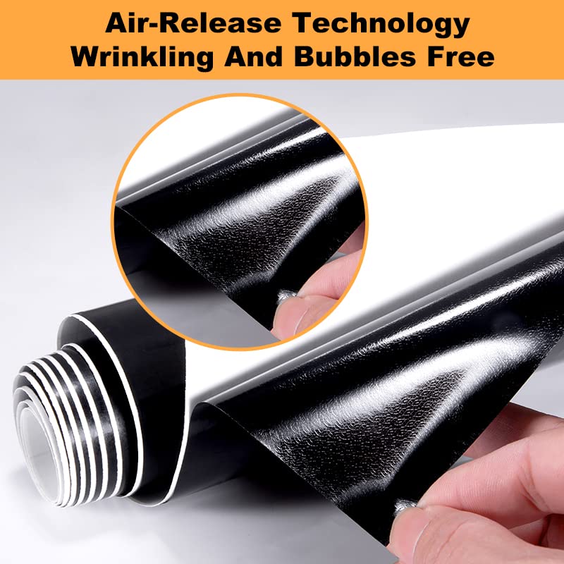 Spurtar Gloss Black Vinyl Wrap 1ft X 5ft Air-Release Glossy Black Car Wrap Adhesive Film Automotive Vinyl Black Sticker for Cars Motorcycle DIY Detailing Paper Air Release Decal Sheet 30.5 X 152cm - color: Glossy Black