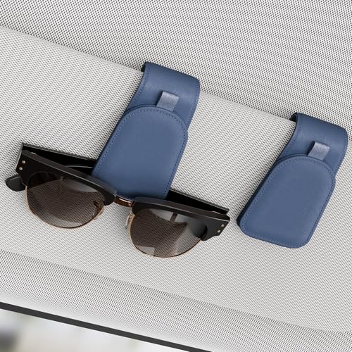 Sotfamily Sunglass Holder for Car Visor, Suede Cloth Magnetic Sunglass Organizer for Car Accessories, 2 Packs, Blue - color: Blue