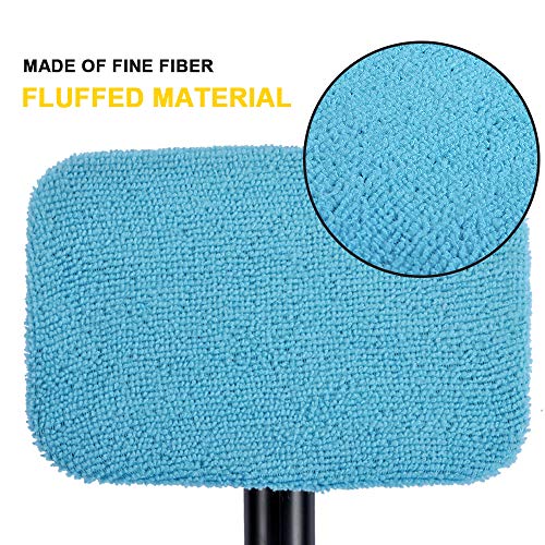 Car Care Microfiber Cloths for Windshield Cleaning Tool, Windshield Cleanner Wand Replaceable Glass Cleaning Bonnets, Interior Auto Window Cleaner Washing Pads, Fit 5”, Blue, 5 Pack - color: Microfiber(blue)