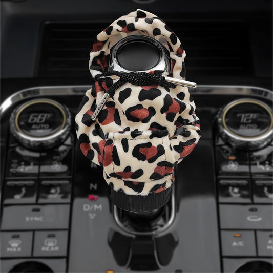 DXNQ Car Gear Shift Hoodie Cover, Fashionable Gear Shift Knob Hoodie Protector, Upgraded Funny Gear Shift Hoodie Decoration for Most Manual Shift Knobs, Interior Car Accessories (Leopard) - color: Leopard