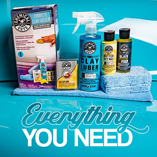 Chemical Guys Clay Bar Kit - Complete System - Clay Bar and Luber Combo with Accessories for Smooth Paint Finish - Removes Embedded Dirt, Overspray, and Fallout - 6 Item Kit