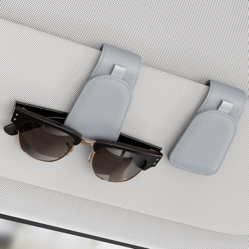 Sotfamily Sunglass Holder for Car Visor, Suede Cloth Magnetic Sunglass Organizer for Car Accessories, 2 Packs, Light Gray - color: Light Gray
