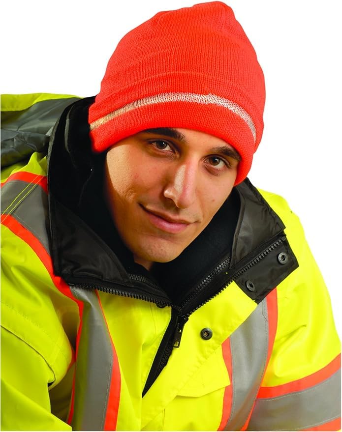 Occunomix Hi-Vis Hi-Viz Knit Cap with Polyester Lining One Size Fits Most - color: Orange, style: Reflective Beanie