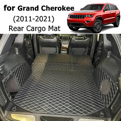 for 2011-2021 Jeep Grand Cherokee Trunk Mat and Rear Backrest Mat Cargo Liners All Weather Anti-Slip