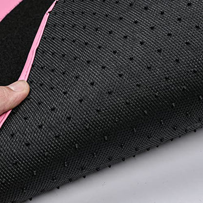 CAR PASS Pink Edge Faux Leather Car Floor Mats Universal Car Carpet Mats with Double Stitch Line Anti-Slip Backing Design, for Cute Girly Women, Fit 95% Automotive,SUVs,Sedan,Vans (Black and Pink) - color: Black and Pink