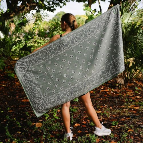 Sprints Athletic Running Towel, Full-Sized, Car Seat Cover - Performance Microfiber (Paisley Probs Green) - color: Paisley Probs Green