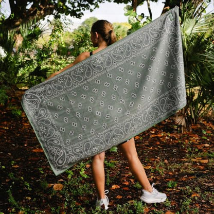 Sprints Athletic Running Towel, Full-Sized, Car Seat Cover - Performance Microfiber (Paisley Probs Green) - color: Paisley Probs Green