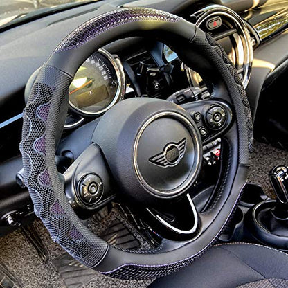 PINCTROT Steering Wheel Cover Great Grip with 3D Honeycomb Anti-Slip Design, Universal 14.5-15 Inch (Purple) - color: 5.Purple, size: Medium(Standard) Size[14 1/2''-15'']