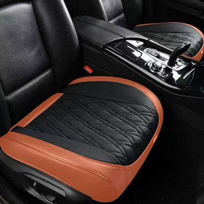 TIEHESYT Luxury Faux Leather Car Seat Cover Front Bottom Protector, Seat Cushion Without Backrest, Anti-Slip and Wrap Around The Bottom, Fit Most Cars & Vehicles, 2 Piece, Brown&Black - color: Brown&Black, size: 2 PCS