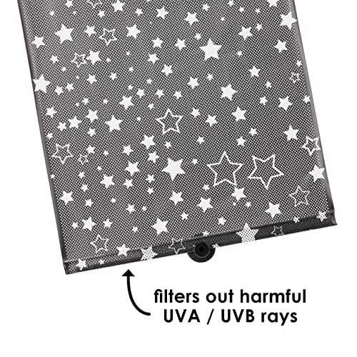 Diono Starry Night Car Window Shade for Baby, Retractable Car Sun Shade for Blocking Sun Glare, UV Rays with Glow in The Darks Stars, Black