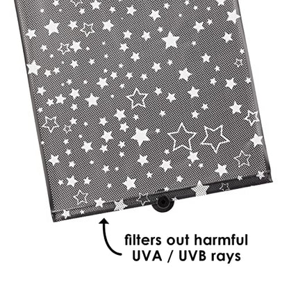 Diono Starry Night Car Window Shade for Baby, Retractable Car Sun Shade for Blocking Sun Glare, UV Rays with Glow in The Darks Stars, Black