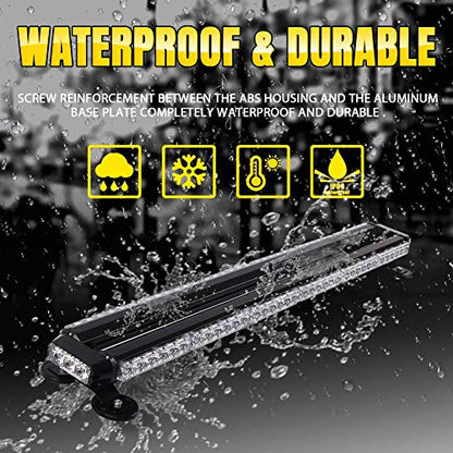 38'' 80 LED Emergency Strobe Rooftop Flashing Light Bar, Double Side Hazard Warning Beacon Safety Lights w/Magnetic for Tow Vehicles Firefighter Cars Trucks Traffic Security,White & Red - color: White & Red, size: 38''
