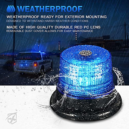 Xprite Blue LED Rooftop Beacon Strobe Light w/Magnetic Base Warning Safety Police Flashing Lights for Law Enforcement Vehicles Forklift Trucks Golf Carts UTV ATV Snowplows Firefighters Volunteer EMS - color: Blue