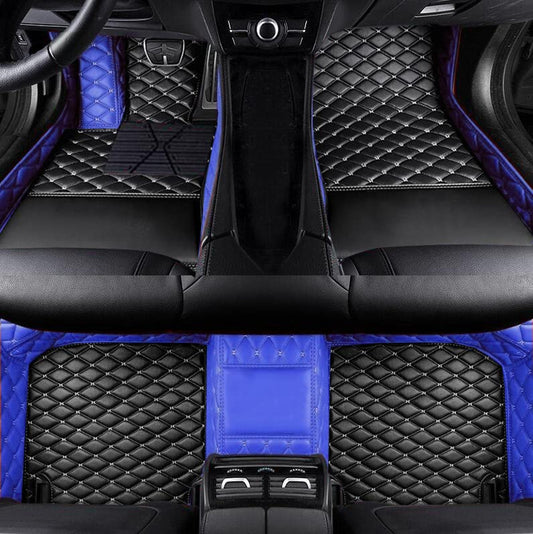 Custom Fit Car Floor Mats by SARAHS - Waterproof PU Leather Full Coverage for Most Cars, SUVs, and Trucks - Automotive Liners to Protect Vehicle Interior Floor Accessories (Black Blue 2) - color: Black Blue 2