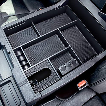 JDMCAR Compatible with Toyota Tundra Accessories 2014-2021 Center Console Organizer, Insert ABS Black Materials Tray, Armrest Secondary Storage Box - Full Tray - color: black