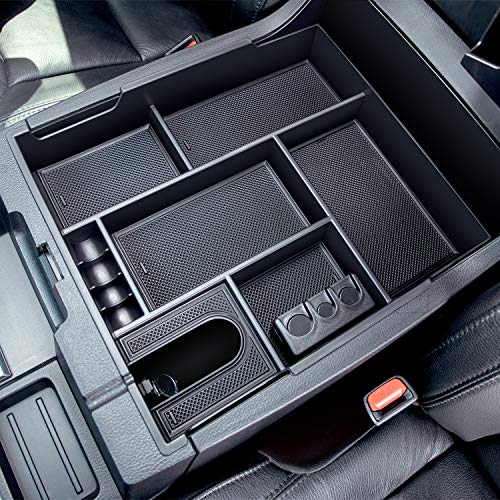 JDMCAR Compatible with Toyota Tundra Accessories 2014-2021 Center Console Organizer, Insert ABS Black Materials Tray, Armrest Secondary Storage Box - Full Tray - color: black