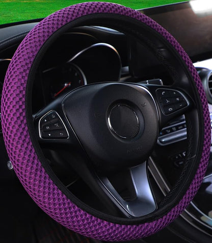 Hiflyer Car Steering Wheel Cover Women & Men, Universal 14.5-15 Inch Steering Wheel Covers, Soft Microfiber Car Wheel Cover Car Stuff Car Accessories Interior (Violet) - color: Violet