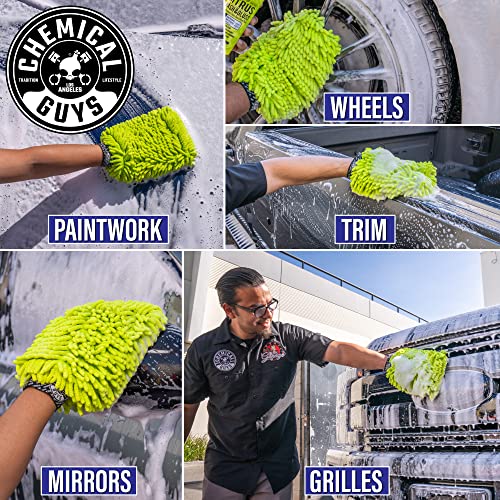 Chemical Guys, Chenille Premium Scratch-Free Microfiber Wash Mitt, Lime Green, 9.6" x 2.3" x 7" (3 Pack) - MIC49303 - size: 3 Pack