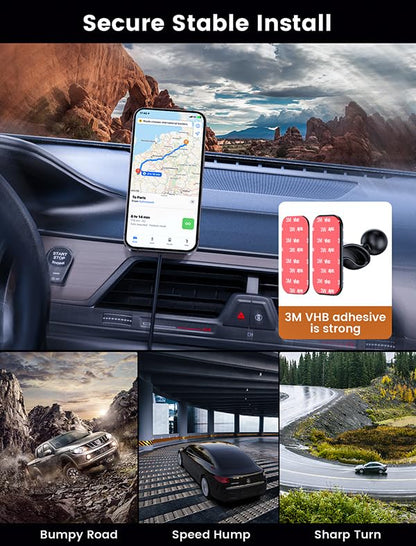 MOKPR for Magnetic Car Mount Charger-15W Wireless Car Charger-Magnetic Car Phone Holder for Dash Air Vent-LED RGB HandsFree Car Mount Fast Car Charger for iPhone 14/13/12 Series Carbon Fiber - color: Carbon Fiber