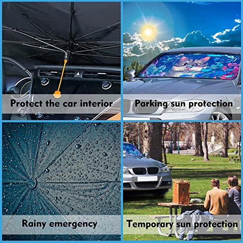 Cat Butterfly Car Shade Front Windshield Sun Shade Foldable Car Shade Umbrella Keep Vehicle Cool for Most Vehicles Foldable Windshield Umbrella Sun Visor - color: Cat Butterfly