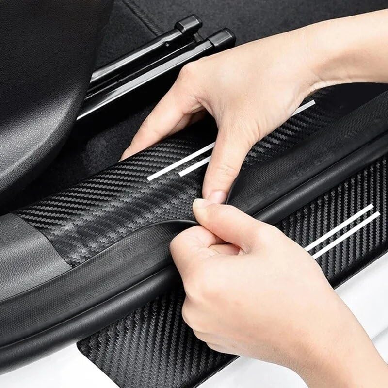 9 Pcs Car Door Sill Protector for Honda CR-V Hybrid & CRV 2023 2024 2025 2026, Scuff Plate Guard Entry Trim Carbon Fiber Texture Anti-Scratch Waterproof Durable