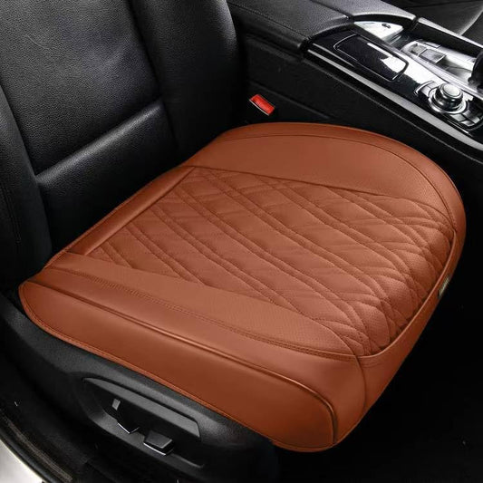 TIEHESYT Luxury Faux Leather Car Seat Cover Front Bottom Protector, Seat Cushion Without Backrest, Anti-Slip and Wrap Around The Bottom, Fit Most Cars & Vehicles, 1 Piece, Brown - color: Brown, size: 1 PCS