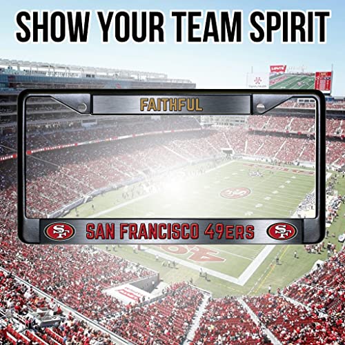 NFL San Francisco 49ers Faithful Black Chrome License Plate Frame - 2-Screw Mount - color: 49ers