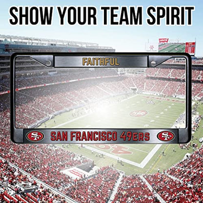NFL San Francisco 49ers Faithful Black Chrome License Plate Frame - 2-Screw Mount - color: 49ers