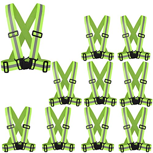 zojo Reflective Vest | Lightweight, Adjustable | Safety & High Visibility for Running,Fits Outdoor Cloth Pack of 10, Neon Yellow - color: 10pcs-neon Yellow