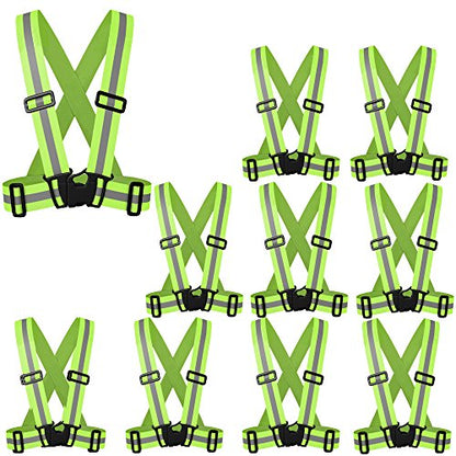 zojo Reflective Vest | Lightweight, Adjustable | Safety & High Visibility for Running,Fits Outdoor Cloth Pack of 10, Neon Yellow - color: 10pcs-neon Yellow