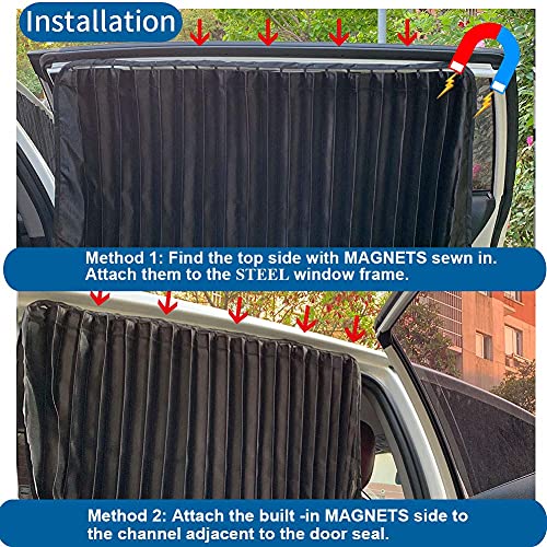 Ovege Car Window Shades 4pcs - Side Window Sun Shades, Silky UV Protection Privacy Baby Suction Magnetic (Black-Opaque, Front&Back 4pcs) - color: Black-Opaque, size: Front&Back 4pcs