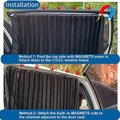 Ovege Car Window Shades 4pcs - Side Window Sun Shades, Silky UV Protection Privacy Baby Suction Magnetic (Black-Opaque, Front&Back 4pcs) - color: Black-Opaque, size: Front&Back 4pcs