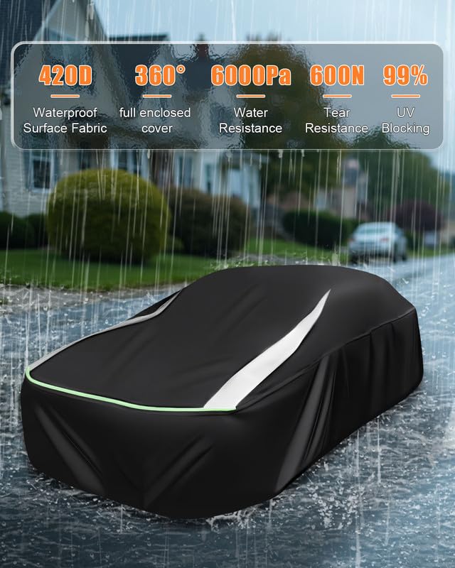 Full Enclosed SUV Car Cover Universal Fit Wrangler 4 Door/Grand Cherokee,Outback,BMW X5,Lexus RX350,Model y,Equinox,Edge,4Runner/Highlander,Pilot,Audi Q5,Infiniti QX50/55/70,Macan/Cayenne,MDX - size: 8.For SUV/Jeep Length 185-198 inches