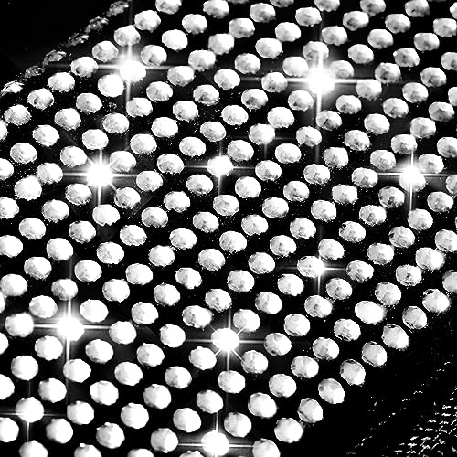 CAR PASS 3 Row Bling Diamond Car Mats Shining Carpet Rhinestones Sparkly Glitter Floor Mats Anti-Slip PVC Heel Pad Universal for Automotive SUV,Sedan,Van, 3rd Row 2 Rear for Girl Women, Black Silver - color: Black White