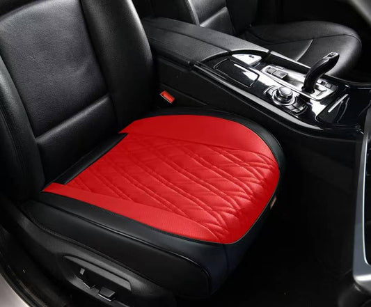 TIEHESYT Luxury Faux Leather Car Seat Cover Front Bottom Protector, Seat Cushion Without Backrest, Anti-Slip and Wrap Around The Bottom, Fit Most Cars & Vehicles, 1 Piece, Black&Red - color: Black&Red, size: 1 PCS