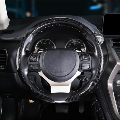 Carbon Fiber Steering Wheel Covers 3 Piece Clip on Steering Wheel Cover (Black) - color: Black