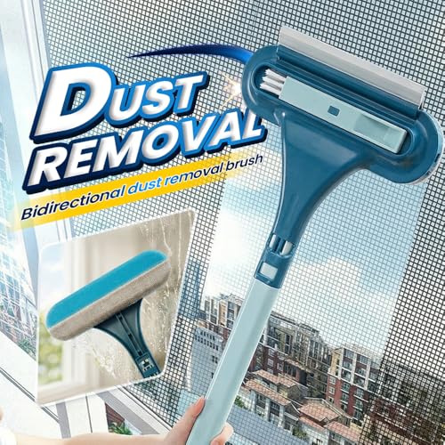Window Screen Cleaning Brush,2 in 1 Window Screen Cleaner Tool with Squeegee,Mesh Screen Cleaner,Multi-Purpose Cleaning Brush for Patio, Door, Porch Screens (Blue and Yellow) - color: Blue and Yellow