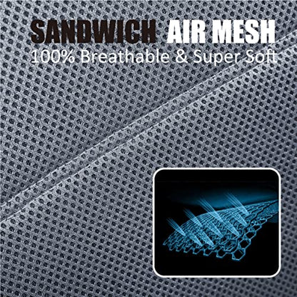 P&J AUTO Leather and Mesh Car Seat Cover Front Pair Universal Fit for Cars Trucks Vans & SUVs Airbag Compatible (Grey) - color: BK GY