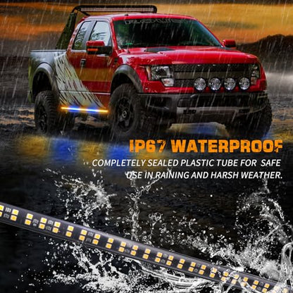 XRIDONSEN 2PCS 60 inch Amber Blue Emergency Lights Strip 720 LED Running Board Strobe Lights Flashing Warning Safety Waterproof Side Step Lights for Trucks Construction Vehicles Pickup SUV Jeep Car - color: Amber/Blue