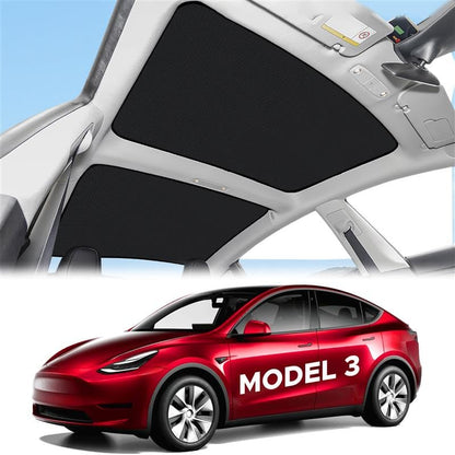 EcoNour Upgraded Tesla Model 3 Roof Sunshade (2021–2023 Highland) – No-Gap, Sag-Free Skylight Heat Insulation Reflective Glass Roof Cover –99% UV with Nano Ice Crystal-Coated Interior Sunshade - size: Tesla Model 3 Roof