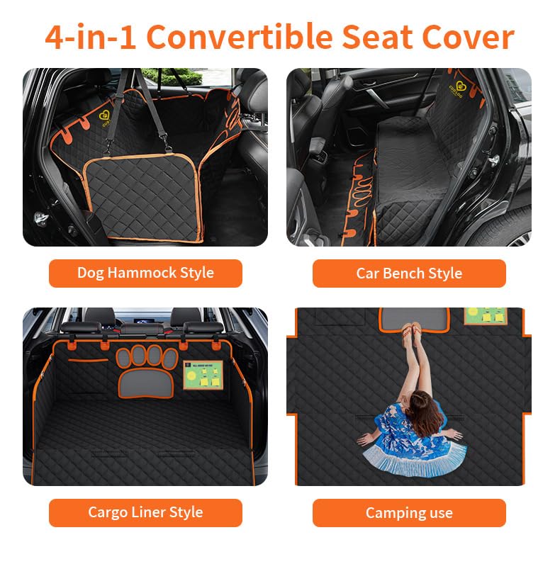 Cudloo Dog Car Seat Cover for Pets 100% Waterproof Seat Cover Anti Tear Dog and Cat Hammock 600D Heavy Duty Scratch Proof Nonslip Pet Seat Covers for Cars, Trucks and SUVs