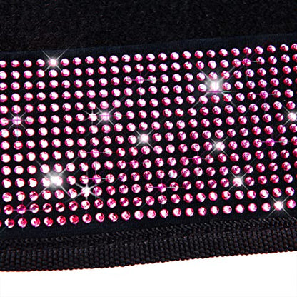 CAR PASS Bling Diamond Car Floor Mat Shining Rhinestones Carpet, Sparkly Glitter Crystal Anti-Slip PVC Heel Pad Automotive Universal Fit for SUV Sedan Car Van, 4pcs for Girl Cute Women, Black Pink - color: Pink Diamond