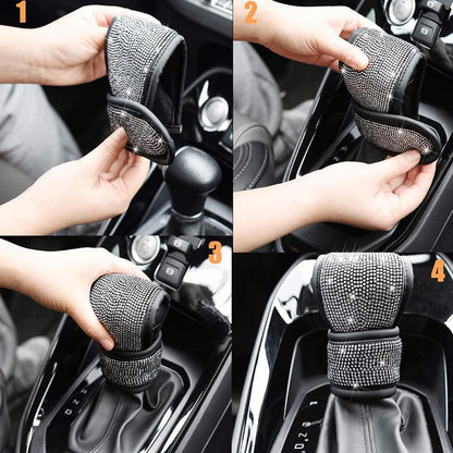 Bling Bling Auto Gear Shift Knob Cover,Auto Shift Gear Cover with Crystal Glitter Bling Rhinestones,Car Knob Gear Stick Protector (Small White Diamond) - size: Gear Shift (Small White Diamond)