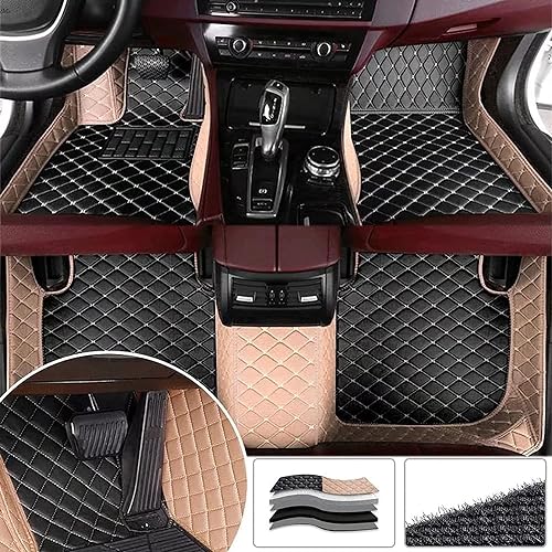 Custom Making Car Floor Mats for 96% Car Model Luxury Leather All Weather Waterproof Anti-Skid Full Coverage Liners (Black Beige and Beige) - color: black beige and beige