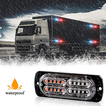 12-24V 20-LED Super Bright Emergency Strobe Warning Caution Hazard Construction Waterproof Flashing Strobe LED Light Bar Surface Mount for Car Truck SUV Van (Red Blue) - color: Red&Blue