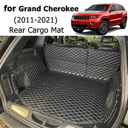 for 2011-2021 Jeep Grand Cherokee Trunk Mat and Rear Backrest Mat Cargo Liners All Weather Anti-Slip